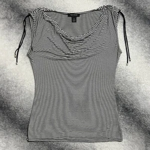 White House Black Market Striped Cowl Neck Top Medium - Picture 1 of 7