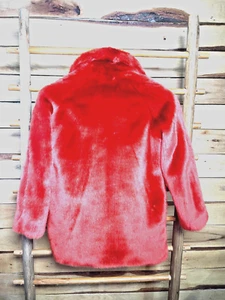 Ladies Red Winter Warmer Faux Fur Fluffy Coat Outwear - Size 10 EUR 38 - Picture 1 of 3
