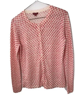 Cárdigan suéter de manga larga con botones blanco malva geométrico XXL Merona para mujer Foto 1 de 4