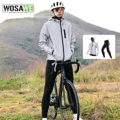 WOSAWE Cycling Reflective Clothings Set Men's Wind Jacket 3D Gel Padded Tights - image 1 of 4