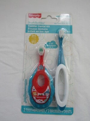 Kit dental Fisher Price Brush Buddies para niños pequeños 2 cepillos de dientes y anillo de dentición Foto 1 de 4