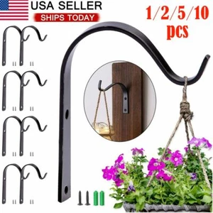 Arched Iron Wall Hooks Metal Lantern Bracket Coat Hook Plant Planter Hangers USA - Picture 1 of 14