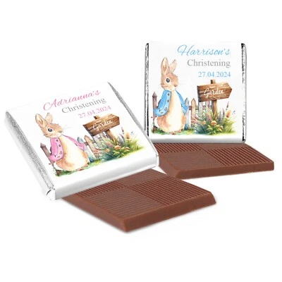 Personalised Peter Rabbit Chocolate Children Party Favours Christening Pink Blue - Image 1 of 4