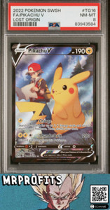 2022 Pokemon Sword & Shield Lost Origin Full Art Pikachu V PSA 8 NM-MT #TG16