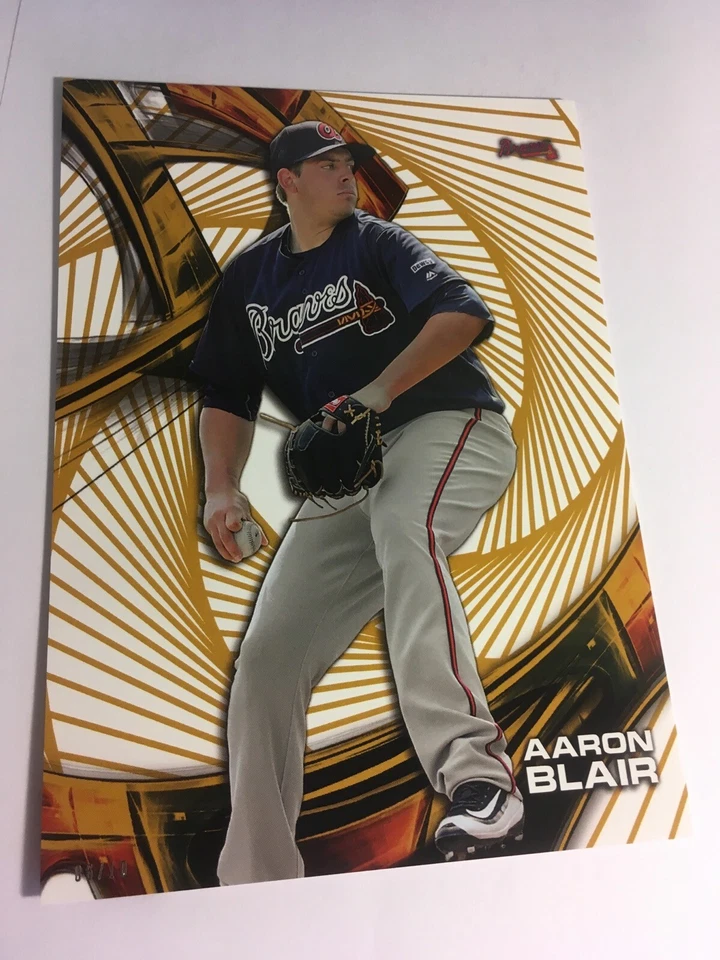 2016 Topps High Tek Jumbo 5x7 Aaron Blair Braves RC HTAB #’d 06/10 Gold - Image 1 of 1