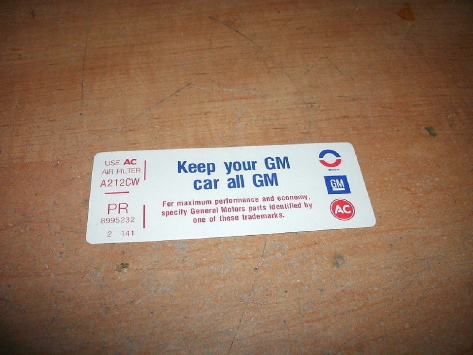 1976 PONTIAC GRAND AM PRIX VENTURA 4BBL AIR CLEANER BASE SERVICE INSTRUCTN DECAL - Image 1 of 1