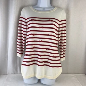 Maglione TALBOTS Rosso Avorio Righe Rosso Abbagliati Fianchi San Valentino Taglia SM Petite - Foto 1 di 17