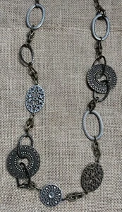 Premier Designs Kupfer und Silber Ton Kette Halskette Steampunk Grunge Boho - Bild 1 von 4