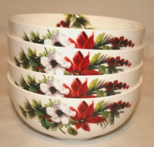Mikasa Hope Joy Bone China Small Christmas Holiday Fruit Bowls Set of Four New - Picture 1 of 3