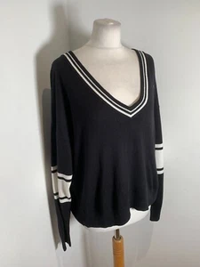 Maglione maglia JUICY Couture Y2K anni 90 L ottime condizioni logo oversize classico nero a righe - Foto 1 di 7