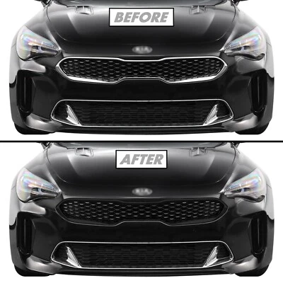 Superposición de vinilo oscurecido de eliminación de cromo para moldura de parrilla Kia Stinger 2018-23 Foto 1 de 4