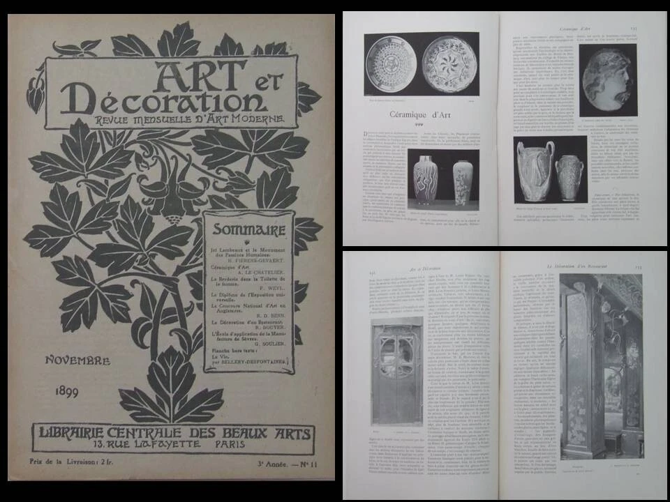 ART ET DECORATION -NOVEMBRE 1899- RESTAURANT MAXIM'S PARIS, JEF LAMBEAUX, SEVRES - Photo 1/1