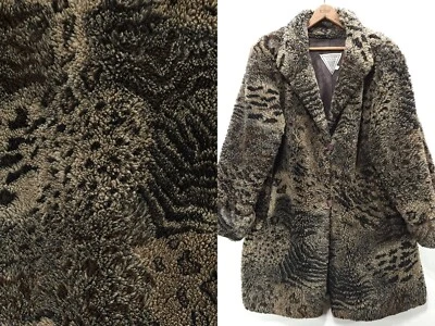 Vtg J Percy 1980s Faux Fur Coat Women's L Animal Print Marvin Richards Tiger Cat - Image 1 of 4
