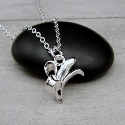 Collar Plata Plátano Dije - Fruta Plátano Cáscara Mono Colgante Joyería NUEVO Foto 1 de 2