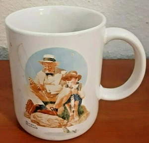Catching The Big One Norman Rockwell Coffee Mug Fishing Tea Cup Grandpa 1987 - Picture 1 of 6