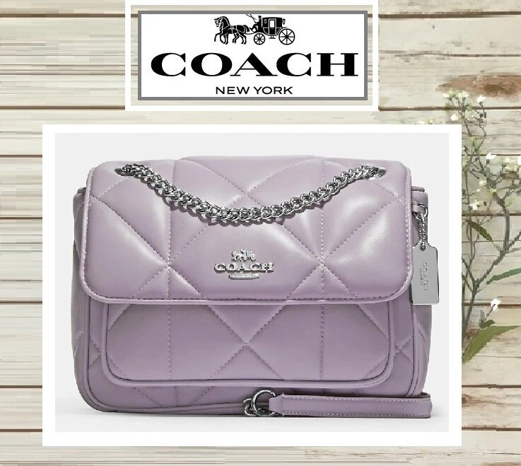 COACH Klare Quilted Shoulder Crossbody Bag CJ611 In ICE MIST Leather Silver