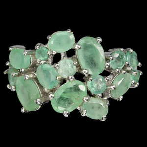 Anello In Argento Sterling 925 Ovale Con Smeraldo Naturale Gioielleria Taglia 9 - Foto 1 di 9