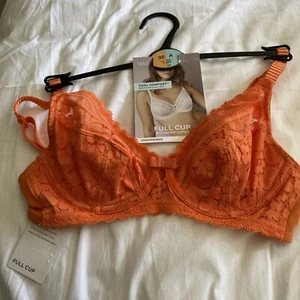 M&S Collection Cool Comfort Orange Lace Full Cup Underwired Bra BNWT Size 32A - Picture 1 of 9