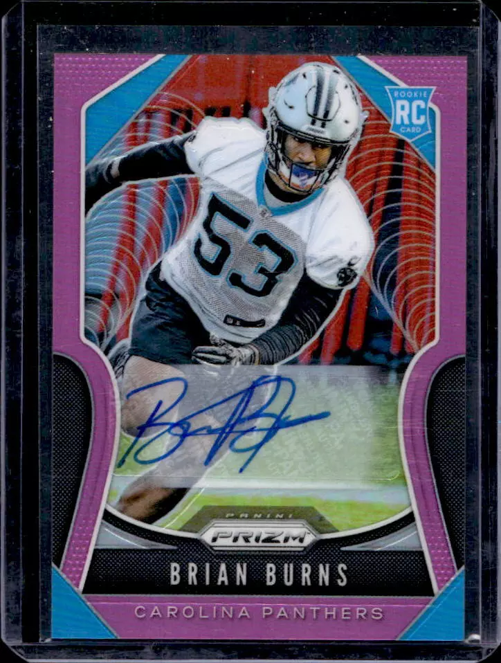 2019 Prizm Brian Burns Pink Prizm Rookie RC Auto Autograph #318 Panthers
