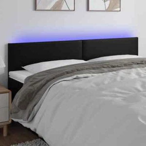 LED Lights Headboard Bed Head Bedhead Board Faux Leather Black 200cm King Size - Picture 1 of 6