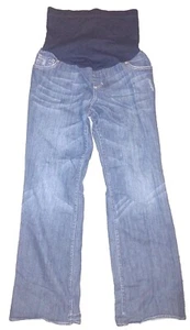 Liz Lange Maternity Size 6 Full Panel Over Belly Straight Jean Denim Dark Pants - Picture 1 of 10