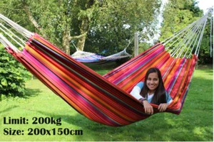 TROPICANA NINGBO DOUBLE LARGE Cotton Multi Coloured Hammock 2.0 x 1.5m - Picture 1 of 2