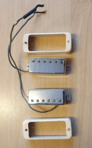 Vintage 1970s Gibson Mini Humbucker Pickups Pat No Stamped + Pickup Rings - Bild 1 von 7