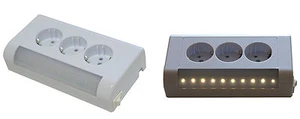 Enchufe empotrado de 3 vías Schuko empotrado 3 ranuras con LED - Imagen 1 de 6