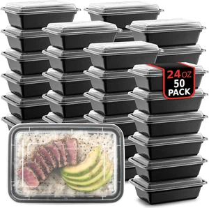 50-Pack Reusable Meal Prep Container Microwave Safe Food Storage Containers w... - Picture 1 of 12