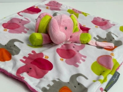 Mantas y más allá rosa verde y blanco elefante manta de seguridad soporte chupete Foto 1 de 4