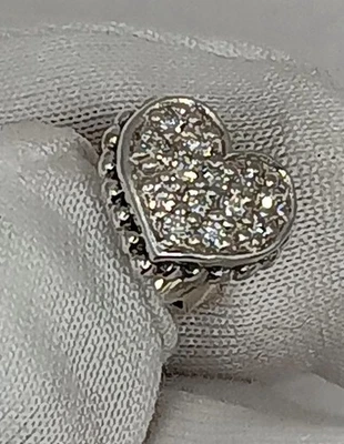 Lagos Caviar Diamond 0.208ct Sterling Silver Heart Stud Earrings 14k Gold Posts - Image 1 of 4