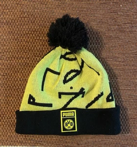 Puma BVB Borussia Dortmund Bommelmütze Beanie Mütze Gelb Neon Schwarz Retro - Bild 1 von 3