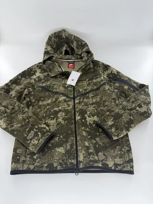 Moletom com capuz Nike Tech Fleece Windrunner zíper completo verde camuflado HV5055-276 masculino M novo com etiquetas - Imagem 1 de 4