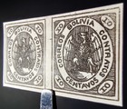 RARE BOLIVIA STAMPS 1867 10c CONDORS SPERATI FORGERY PAIR Sc #4 VERY FINE MNGAI