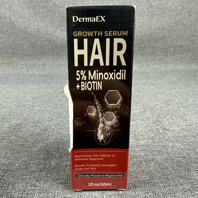 DermaEX 5% Minoxidil Hair Growth Regrowth Serum + Biotin Men & Women 2 Fl Oz - Image 1 of 4
