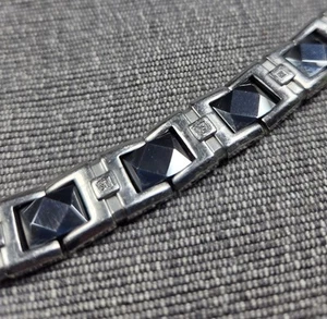Herren SHR Edelstahl Kohlenstoff & Diamant Armband 8 1/2 Zoll - Bild 1 von 7