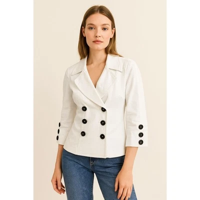 Chaqueta Top Anne Fontaine Blanca Abotonada Para Mujer Talla 36 Foto 1 de 4