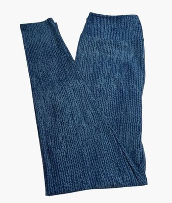 LuLaRoe Leggings OS Talla Única Divertidos AZUL Tejido Colorido Invierno TRENZA Suéter Rayas Foto 1 de 4