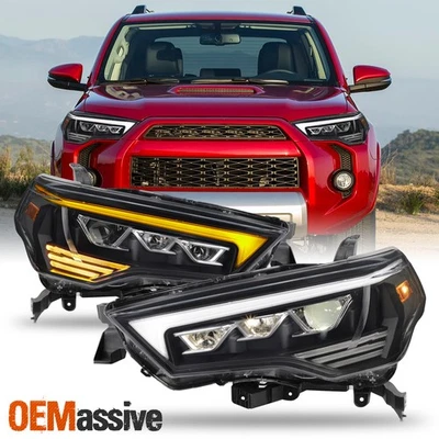 Par de faros negros proyectores halógenos para Toyota 4Runner 14-23 con señal LED Foto 1 de 4