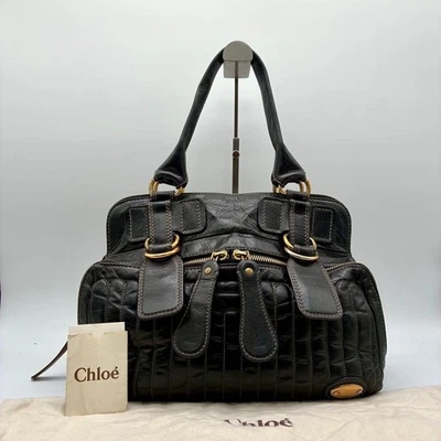 CHLOE Vintage Bay Handbag Tote Bag Shoulder Bag y2k Leather Black Authentic - Image 1 of 4