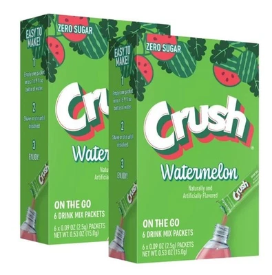 (2) Crush WATERMELON Drink Mix 6-Stick Zero Sugar Soda Substitute * BB 10/2025 * - Image 1 of 4