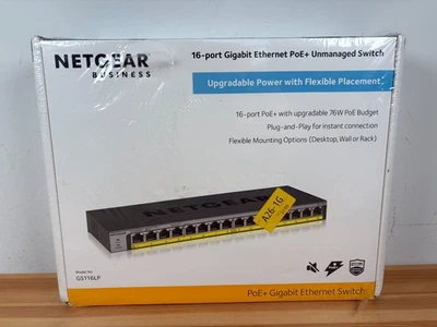 Netgear GS116LP Unmanaged Gigabit (10/100/1000) Power over Ethernet PoE Switch - Image 1 of 4