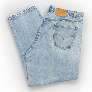 Vintage Levis Orange Tab Jeans 550 Relaxed 42x29 Well Worn Made In Brazil - Picture 1 of 24