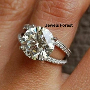 Verlobungsring 2,50 ct rundgeschliffener Moissanit 925 Sterlingsilber versteckter Heiligenschein - Bild 1 von 4