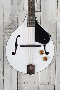Oscar Schmidt OM10E Acoustic Electric A Style Mandolin White Finish - Picture 1 of 14