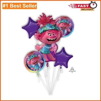 Official Trolls World Tour 5-Piece Foil Balloon Set - Colorful Celebration Decor - image 1 of 2