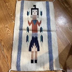 Vintage Mexican Zapotec Handwoven Rug/Wall Hanging 16" X 28", Artesanias Mayo - Picture 1 of 4
