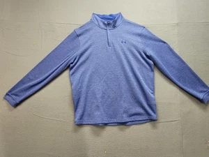 Under Armour Men Sweater 2XL Blue Mock Neck Long Sleeve Logo 1/4 Zip Coldgear - Picture 1 of 18