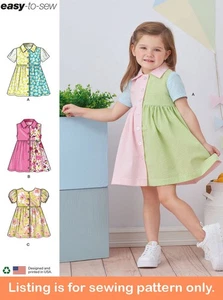 SEWING PATTERN Girls Clothing Clothes Button-Down Dress Color-Block Toddler 9760 - Picture 1 of 3