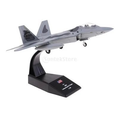 1:100 Metal American F-22 Fighter Aircraft Diecast Model w/ Stand Kids Gift